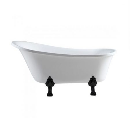 Fienza Clawfoot Freestanding Acrylic Bath With Matte Black Feet